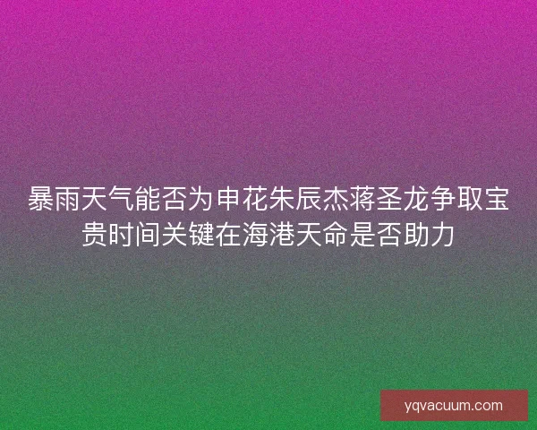 暴雨天气能否为申花朱辰杰蒋圣龙争取宝贵时间关键在海港天命是否助力